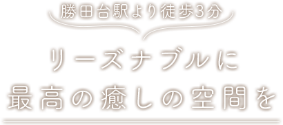 勝田台駅より徒歩3分リーズナブルに最高の癒しの空間を
